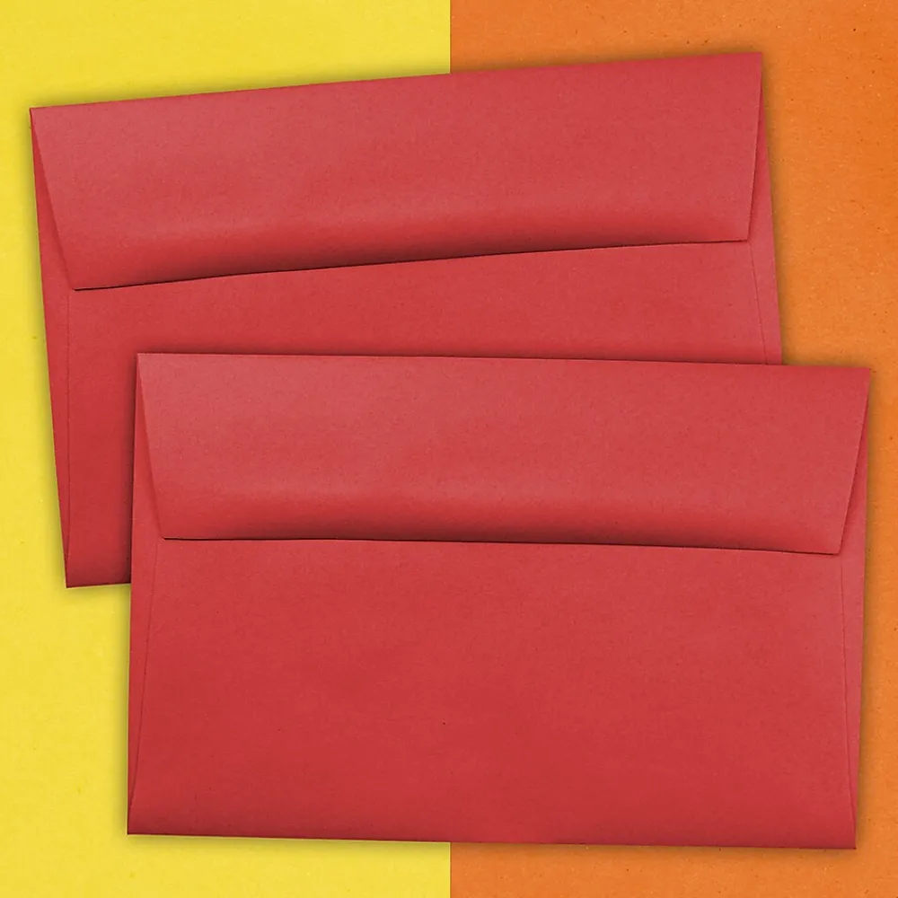 Clearance JAM Paper A9 Colored Invitation Envelopes, 5.75 x 8.75, Red Recycled, 50/Pack (14257I)