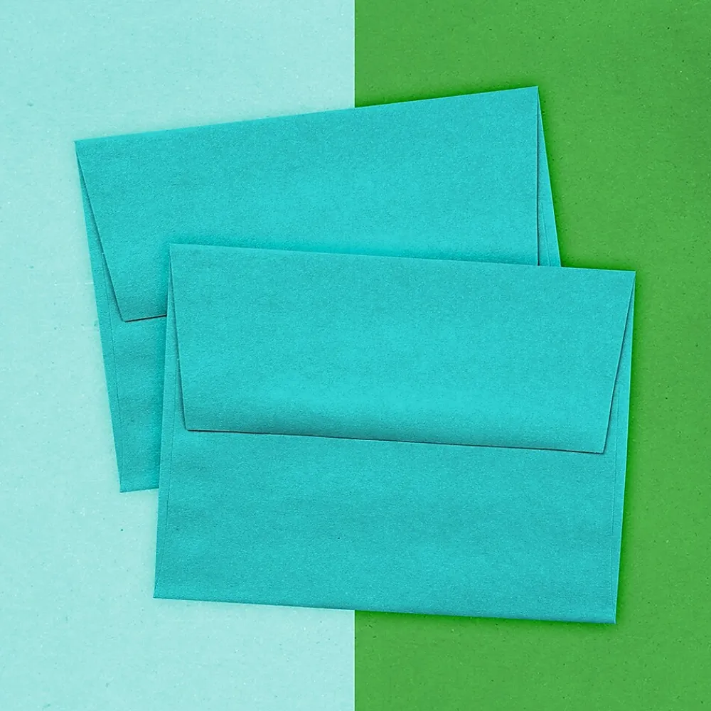 Hot JAM Paper A2 Colored Invitation Envelopes, 4.375 x 5.75, Sea Blue Recycled, 50/Pack (70207I)