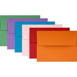Sale JAM Paper A2 Colored Invitation Envelopes, 4 3/8" x 5 3/4", Assorted Colors, 150/Pack (956A2brogvy)