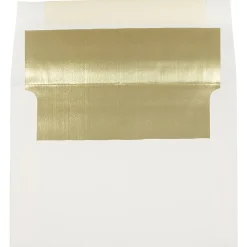 Hot JAM Paper A7 Foil Lined Invitation Envelopes, 5.25 x 7.25, Ecru with Gold Foil, 50/Pack (2354150I)