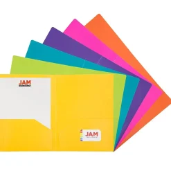Pocket Folders|JAM Paper A4 Heavy Duty 2-Pocket Plastic Folders, Multicolored, Assorted Fashion Colors, 6/Pack (383HASRTFAA4)