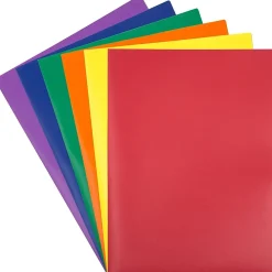 Pocket Folders|JAM Paper A4 POP 2-Pocket Plastic Folders, 9.5" x 11.5" Assorted Primary Colors, 6/Pack (383EASRTPRA4)