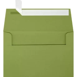 Hot JAM Paper A4 Self Seal Invitation Envelopes, 4 1/4" x 6 1/4", Avocado Green, 250/Pack (4872-27-250)