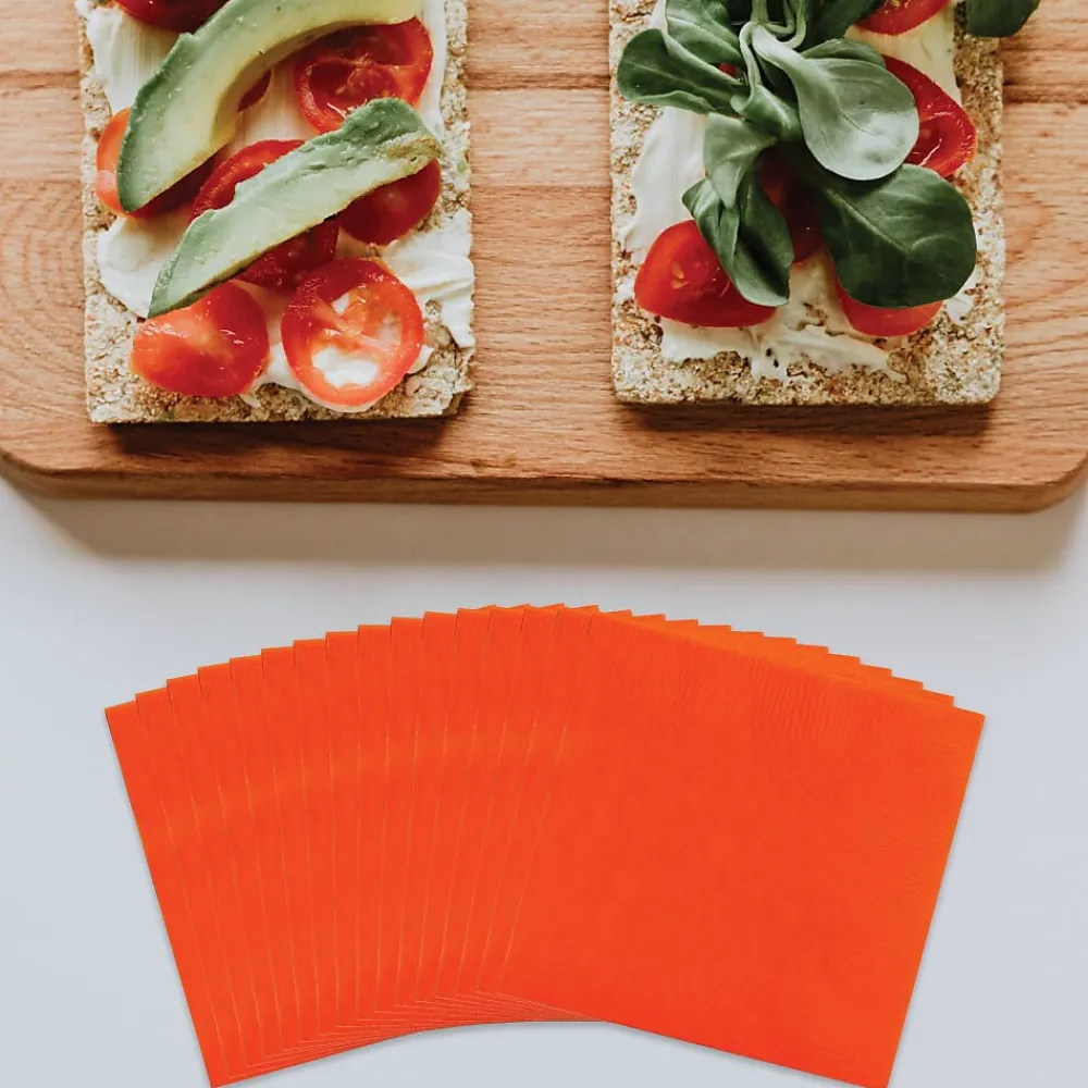 JAM Paper Beverage Napkin, 2-ply, Orange, 40 Napkins/Pack (5255620725)
