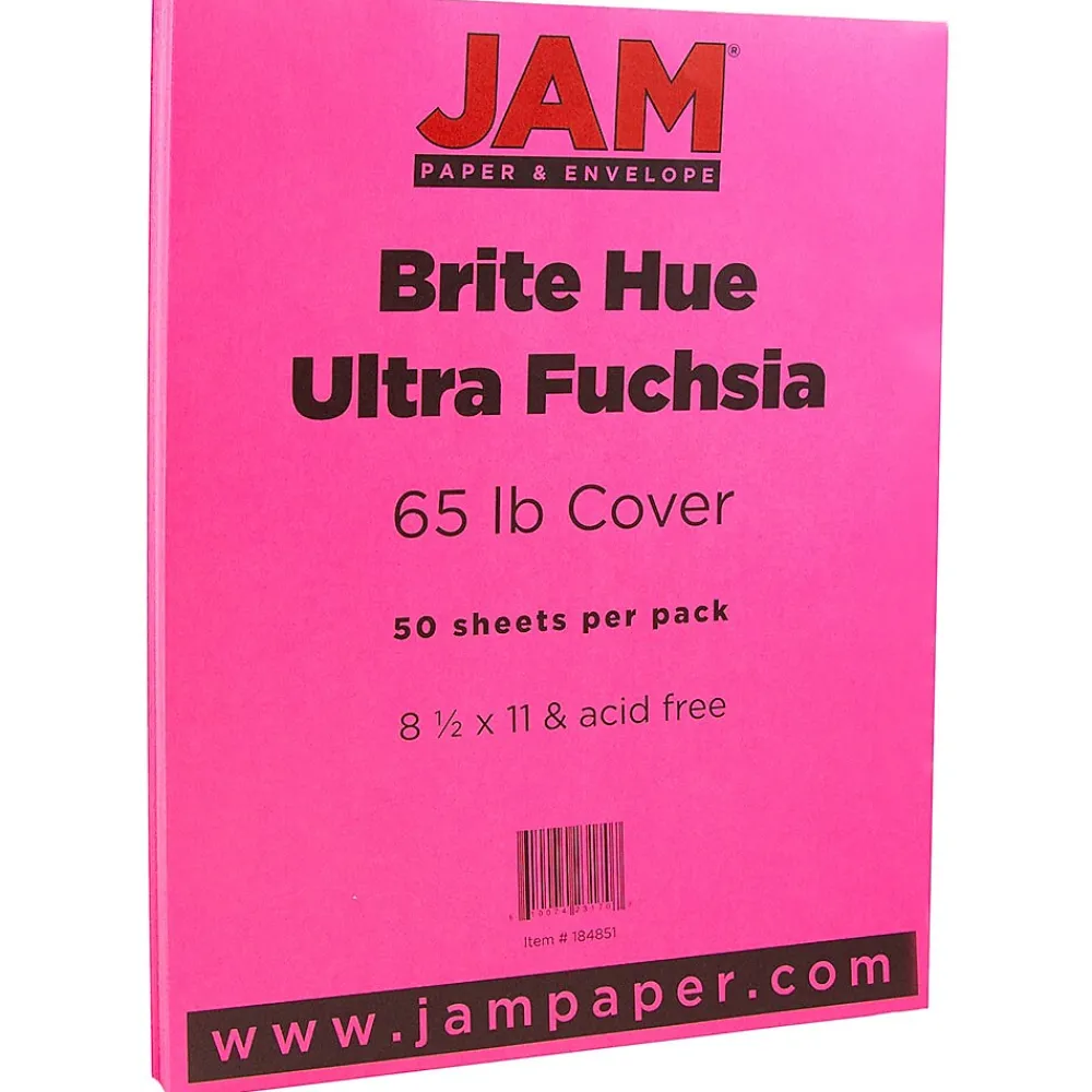 Card Stock*JAM Paper Bright Hue 65 lb. Cardstock Paper, 8.5" x 11", Ultra Fuchsia, 50 Sheets/Pack (184851)