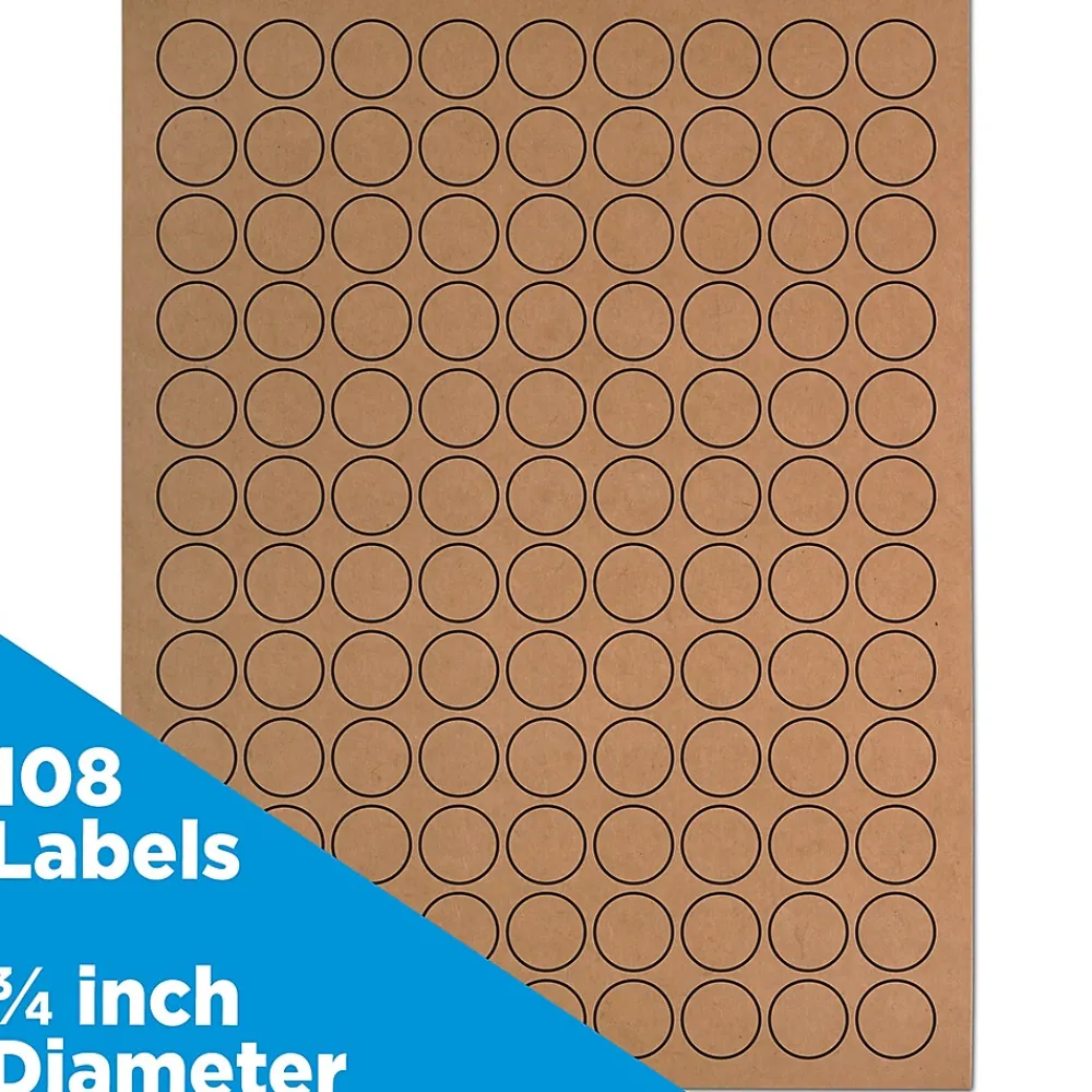 Hot JAM Paper Circle Round Label Sticker Seals, 0.75 Inch Diameter, Brown Kraft, 108/Pack (3147612188)