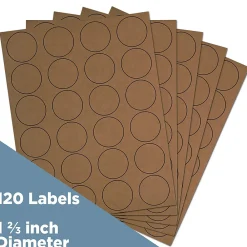 New JAM Paper Circle Round Label Sticker Seals, 1 2/3 Inch Diameter, , 120/Pack (3147612192) Brown Kraft