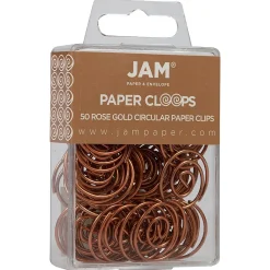 Clips & Fasteners|JAM Paper Circular Small Paper Clips, , 2 Packs of 50 (21832061B) Rose Gold