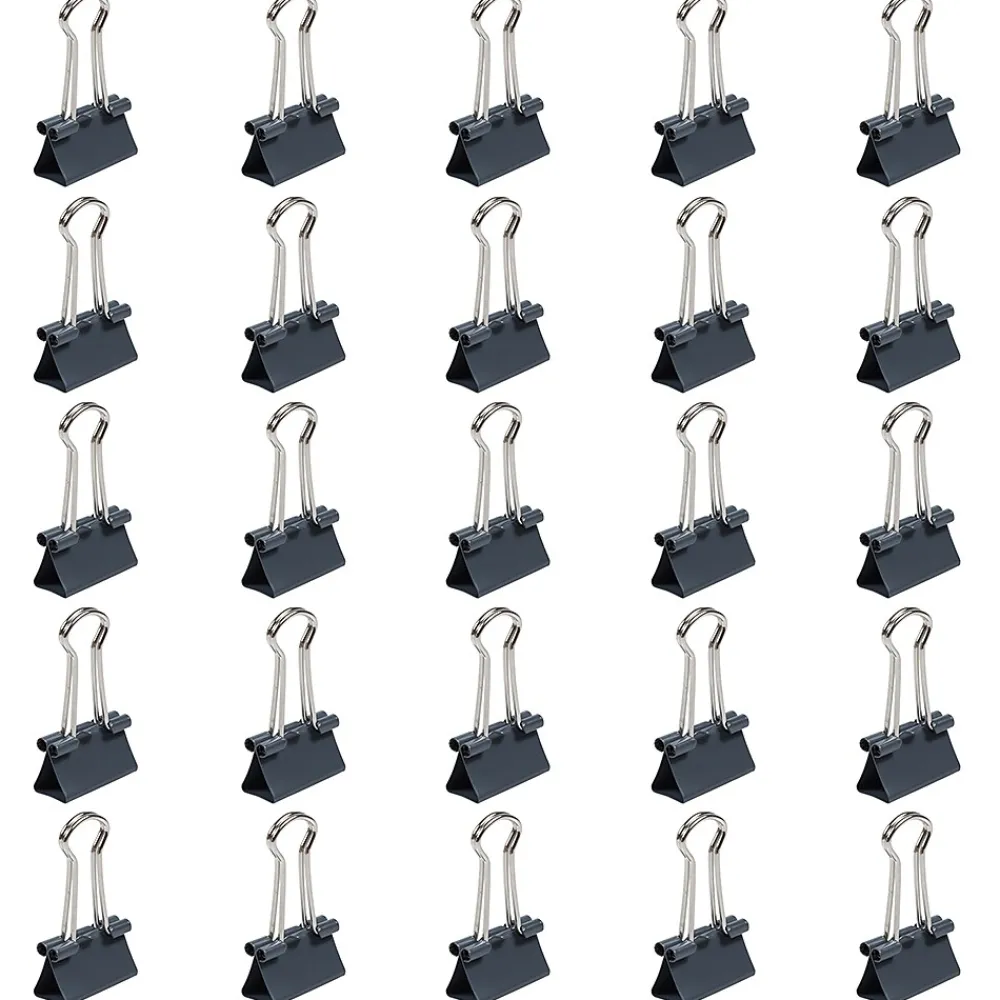 Clips & Fasteners|JAM Paper Colored Binder Clips, Small, 3/8" Capacity, Grey, 25/Pack (334BCGY) Gray