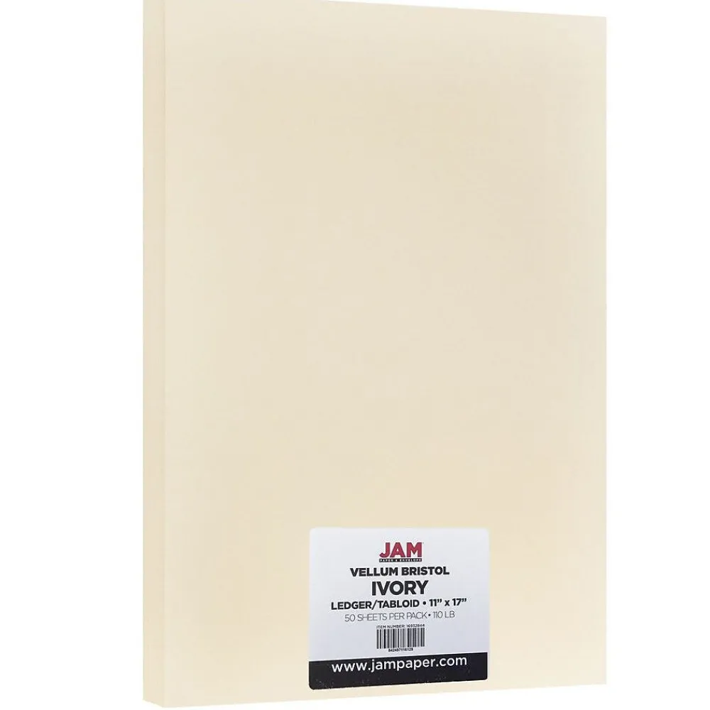 Card Stock*JAM Paper ® Extra Heavy Weight 110lb Cardstock, 11 x 17 Tabloid Coverstock, Ivory, 50 Sheets/Pack (16932844)