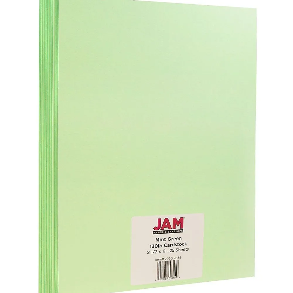 Card Stock*JAM Paper Extra Heavyweight 130 lb. Cardstock Paper, 8.5" x 11", Mint Green, 25 Sheets/Pack (296031635)