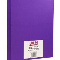 Card Stock*JAM Paper Extra Heavyweight 130 lb. Cardstock Paper, 8.5" x 11", Electric Violet Purple, 25 Sheets/Pack (296331628)