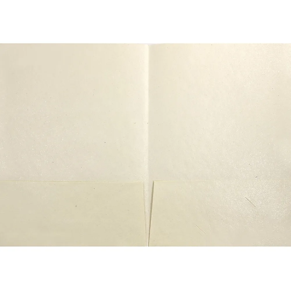 Pocket Folders|JAM Paper Handmade Two-Pocket Recycled Presentation Folders, Ivory Metallic, 100/Box (05964488B)