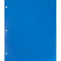 Pocket Folders|JAM Paper Heavy Duty 3 Hole Punch Two-Pocket Plastic Folders, Blue, 6/Pack (383HPBBUB)