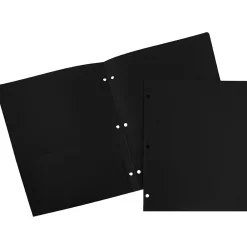 Pocket Folders|JAM Paper Heavy Duty 3 Hole Punch Two-Pocket Plastic Folders, , 108/Pack (383HHPBUA) Black