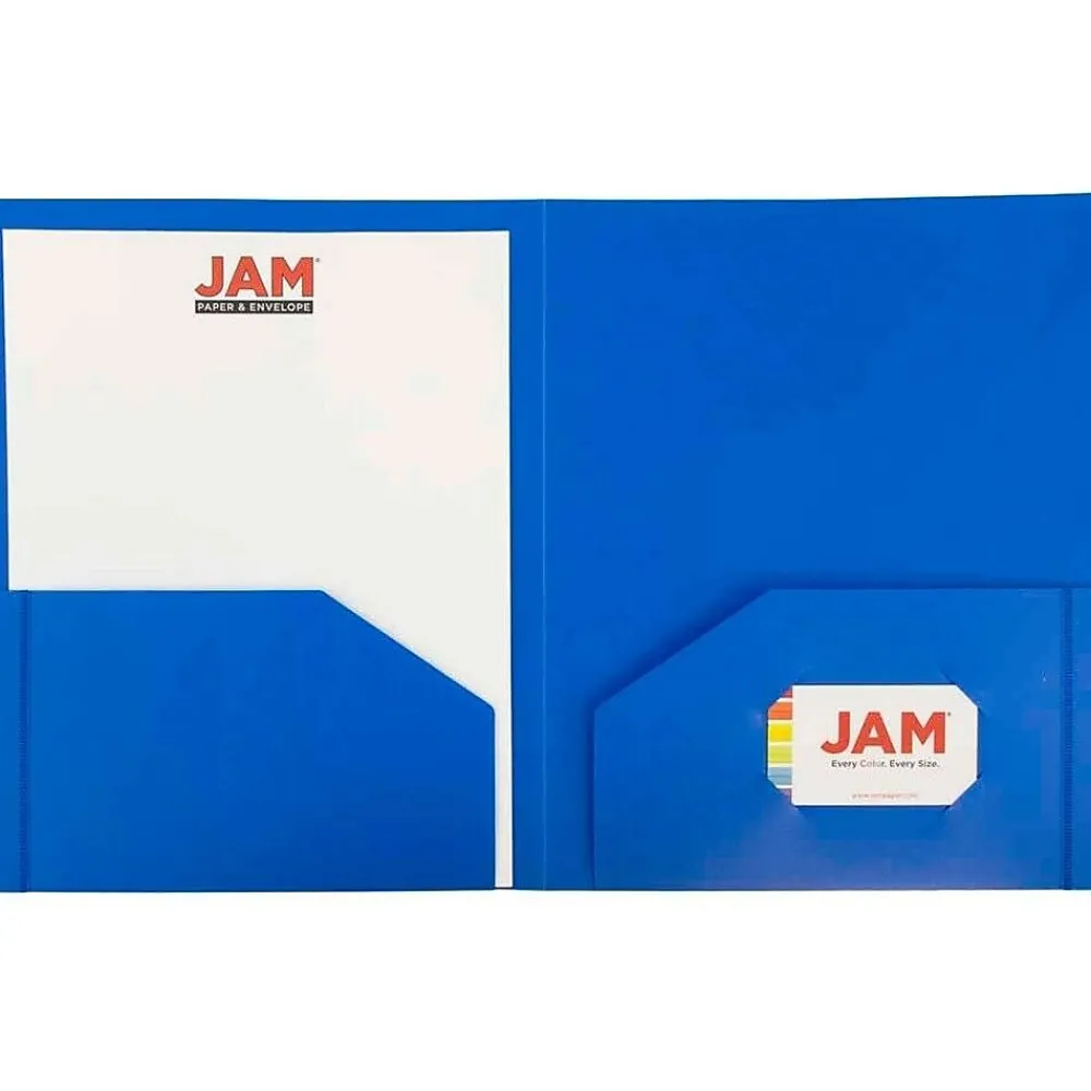 Pocket Folders|JAM Paper Heavy Duty 2 Pocket Folder, Plastic, Assorted Primary Colors, 12/Pack (383Hrgbyopb)