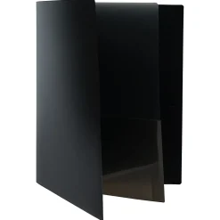 Pocket Folders|JAM Paper Heavy Duty 4-Pocket Plastic Folders, Black, 2/Pack (389MP4bl)