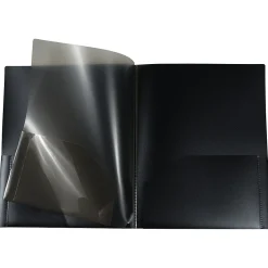 Pocket Folders|JAM Paper Heavy Duty 4-Pocket Plastic Folders, Black, 2/Pack (389MP4bl)