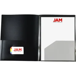 Pocket Folders|JAM Paper Heavy Duty 4-Pocket Plastic Folders, Black, 2/Pack (389MP4bl)