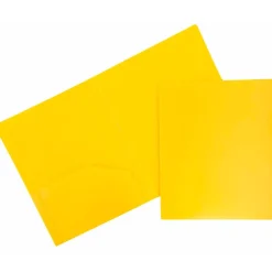 Pocket Folders|JAM Paper Heavy Duty 2-Pocket Plastic Folders, , 6/Pack (383HYED) Yellow
