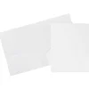 Pocket Folders|JAM Paper Heavy Duty Two-Pocket Plastic Folders, White, 6/Pack (383HWHD)
