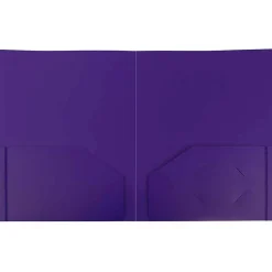 Pocket Folders|JAM Paper Heavy Duty Two-Pocket Plastic Folders, Purple, 108/Pack (0946179B)