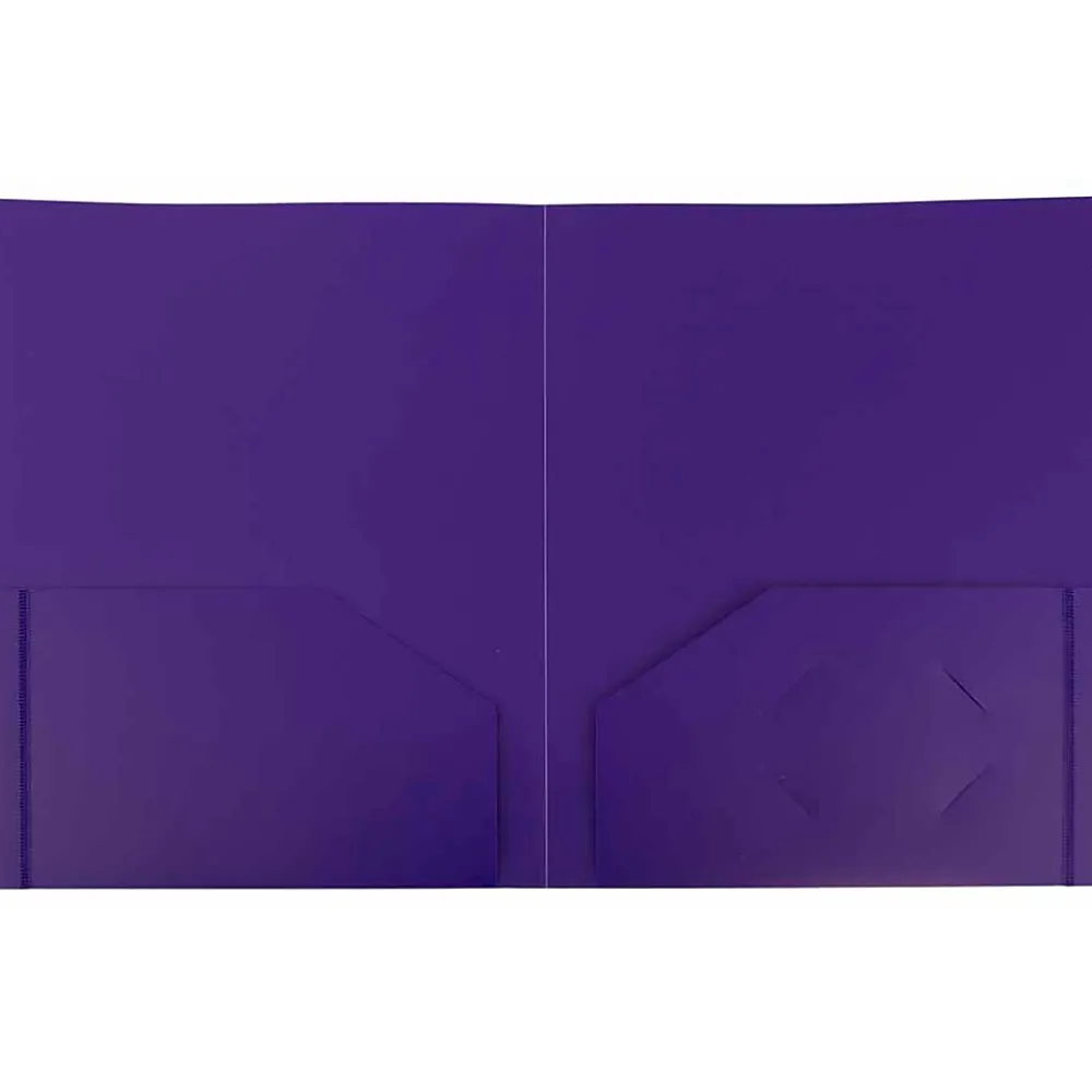 Pocket Folders|JAM Paper Heavy Duty Two-Pocket Plastic Folders, Purple, 108/Pack (0946179B)