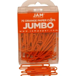 Clips & Fasteners|JAM Paper Jumbo Paper Clips, 2" Capacity, , 75 Clips/Pack, 2/Pack (42186871a) Orange