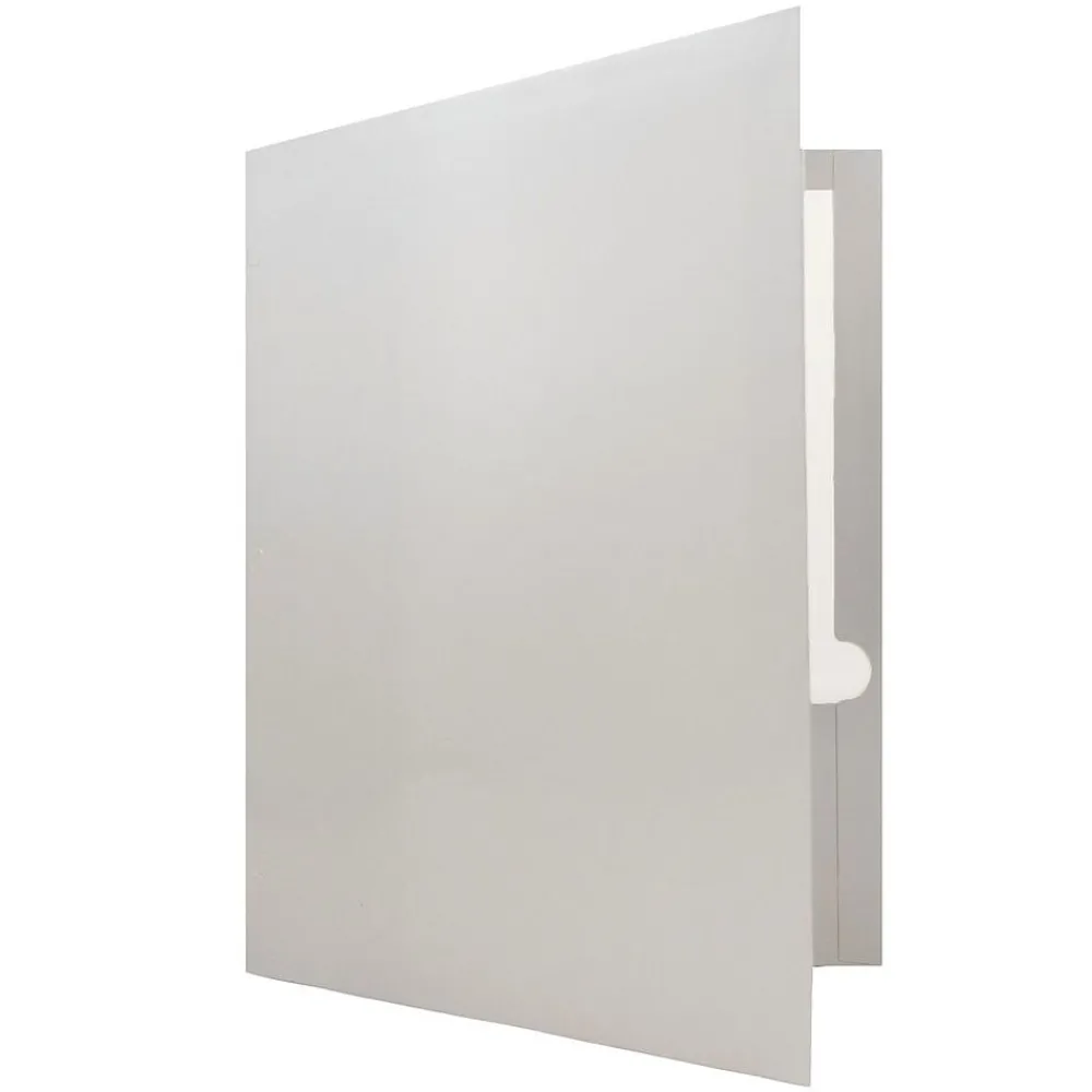 Pocket Folders|JAM Paper Laminated Glossy 3 Hole Punch Two-Pocket Folders, Silver, 50/Box (385GHPSIC)