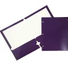 Pocket Folders|JAM Paper Laminated Glossy 3 Hole Punch Two-Pocket Folders, Purple, 6/Pack (385GHPPUA)