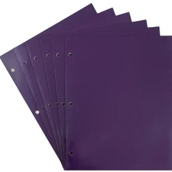 Pocket Folders|JAM Paper Laminated Glossy 3 Hole Punch Two-Pocket Folders, Purple, 6/Pack (385GHPPUA)
