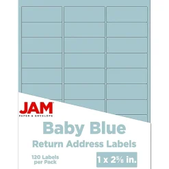Best JAM Paper Laser/Inkjet Address Label, 1" x 2 5/8", , 30 Labels/Sheet, 4 Sheets/Pack (4052894) Baby Blue