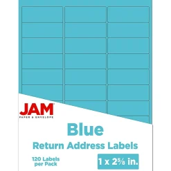 Best JAM Paper Laser/Inkjet Mailing Address Labels, 1" x 2 5/8", , 120 Labels/Pack (302725762) Blue