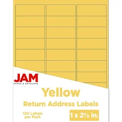 Outlet JAM Paper Laser/Inkjet Mailing Address Label, 1" x 2 5/8", , 30 Labels/Sheet, 4 Sheets/Pack (302725801) Yellow