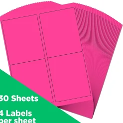 Sale JAM Paper Laser/Inkjet Shipping Labels, 4" x 5", , 4 Labels/Sheet, 30 Sheets/Pack (354329165) Neon Pink