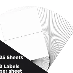 Online JAM Paper Laser/Inkjet Shipping Labels, 5 1/2" x 8 1/2", White, 2 Labels/Sheet, 25 Sheets/Pack (359430339)