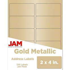 Discount JAM Paper Laser/Inkjet Shipping Labels, 2" x 4", , 10 Labels/Sheet, 12 Sheets/Pack (40732538) Gold Metallic