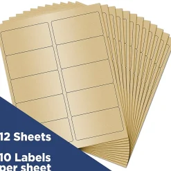 Discount JAM Paper Laser/Inkjet Shipping Labels, 2" x 4", , 10 Labels/Sheet, 12 Sheets/Pack (40732538) Gold Metallic