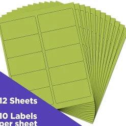 Best JAM Paper Laser/Inkjet Shipping Address Labels, 2" x 4", , 10 Labels/Sheet, 12 Sheets/Pack (302724405) Ultra Lime Green