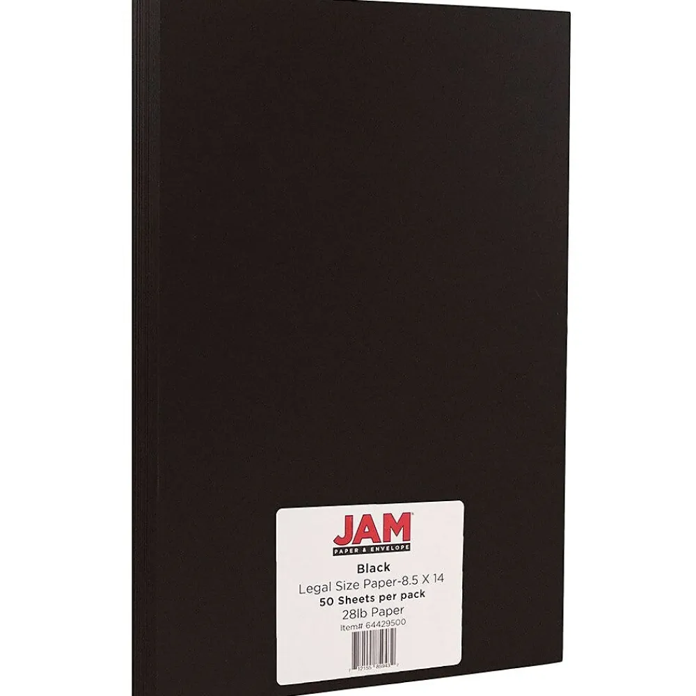 Multipurpose Paper*JAM Paper Legal Matte 8.5" x 14" Multipurpose Paper, 28 lbs., Black, 50 Sheets/Pack (64429500)