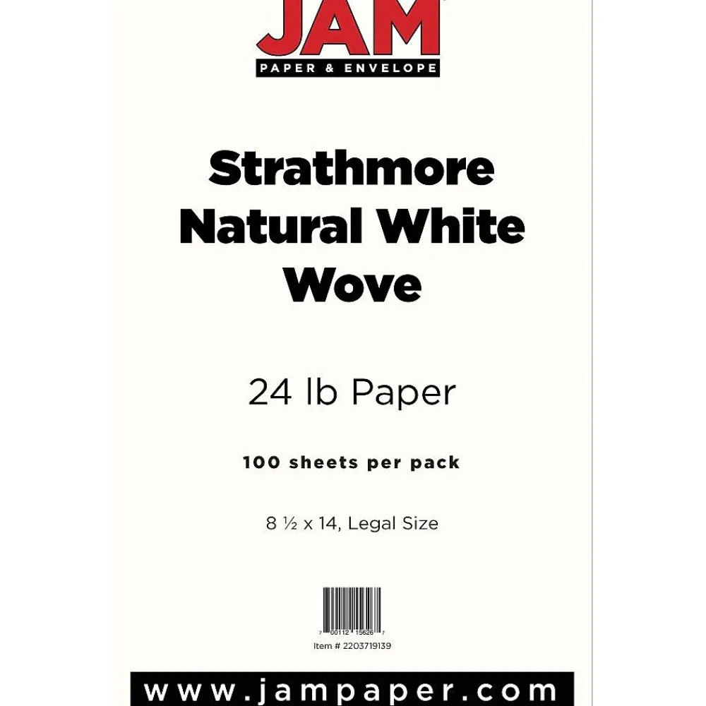 Resume Paper*JAM Paper ® Legal Strathmore 24lb Paper, 8.5 x 14, Natural White Wove, 100 Sheets/Pack (2203719139)