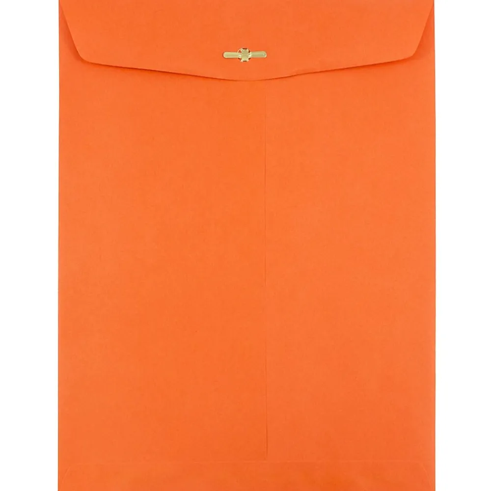 Discount JAM Paper Open End Clasp Catalog Envelope, 9" x 12", Orange, 100/Box (92938)