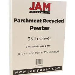Card Stock*JAM Paper Parchment 65 lb. Cardstock Paper, 8.5" x 11", Pewter Gray, 250 Sheets/Ream (96600800B)