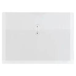 Outlet JAM Paper ® Plastic Envelopes with Button and String Tie Closure, Letter Size, Clear, 12/Pack (218B1CL)