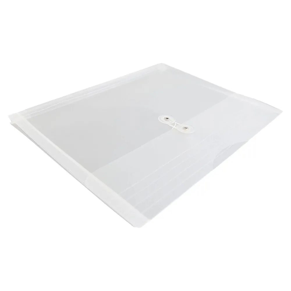 Outlet JAM Paper ® Plastic Envelopes with Button and String Tie Closure, Letter Size, Clear, 12/Pack (218B1CL)