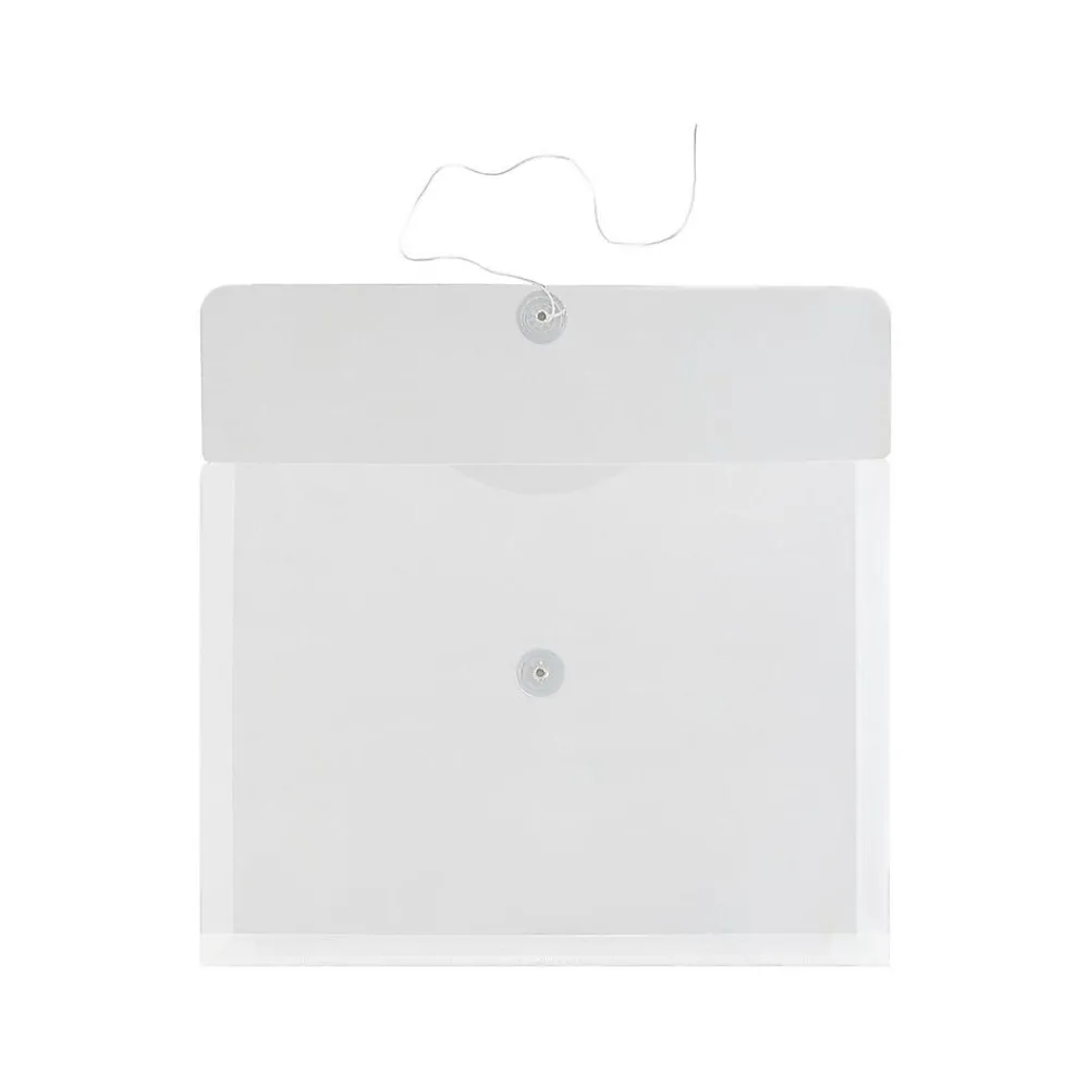 Outlet JAM Paper ® Plastic Envelopes with Button and String Tie Closure, Letter Size, Clear, 12/Pack (218B1CL)