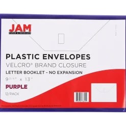 Online JAM Paper ® Plastic Envelopes with Hook & Loop Closure, Letter Booklet, 9.75 x 13, Purple, 12/Pack (218V0PU)