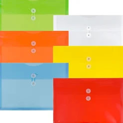 Online JAM Paper Plastic Filing Envelopes with Button & String Tie Closure, Legal Size, Assorted Colors, 6/Pack (219B1RLIGBYORCL)