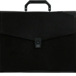 Plastic Portfolio Briefcase with Handles, 12" x 9 1/2" x 1 1/2", Black (334120746)<JAM Paper