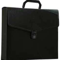 Plastic Portfolio Briefcase with Handles, 12" x 9 1/2" x 1 1/2", Black (334120746)<JAM Paper